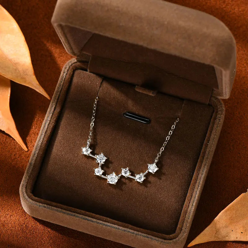 GRA Certified Moissanite Big Dipper Pendant Necklaces S925 Sterling Silver Women's Jewelry Chains for Wedding