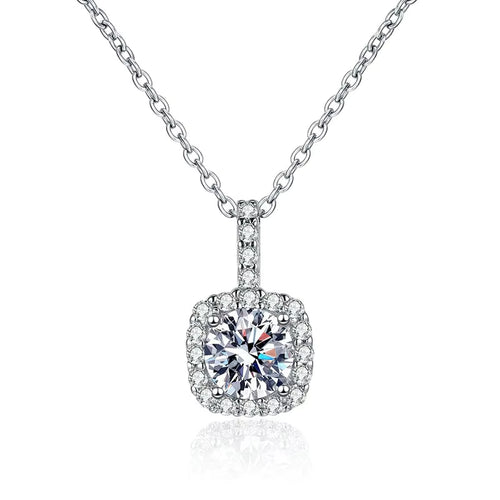 1CT 6.5mm Moissanite Pendant Necklace for Women 925 Sterling Silver D Color Moissanite 45cm Free Necklace Chain dating gift