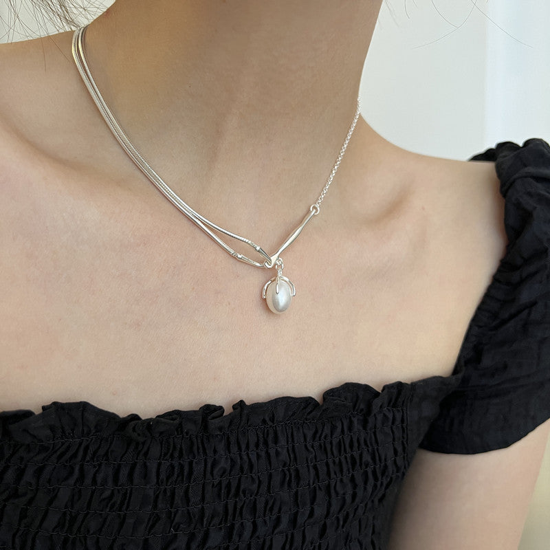 Double Layer Pearl Pendant Necklace For Women Girl Clavicle Choker Korean Fashion Jewelry Gift Party