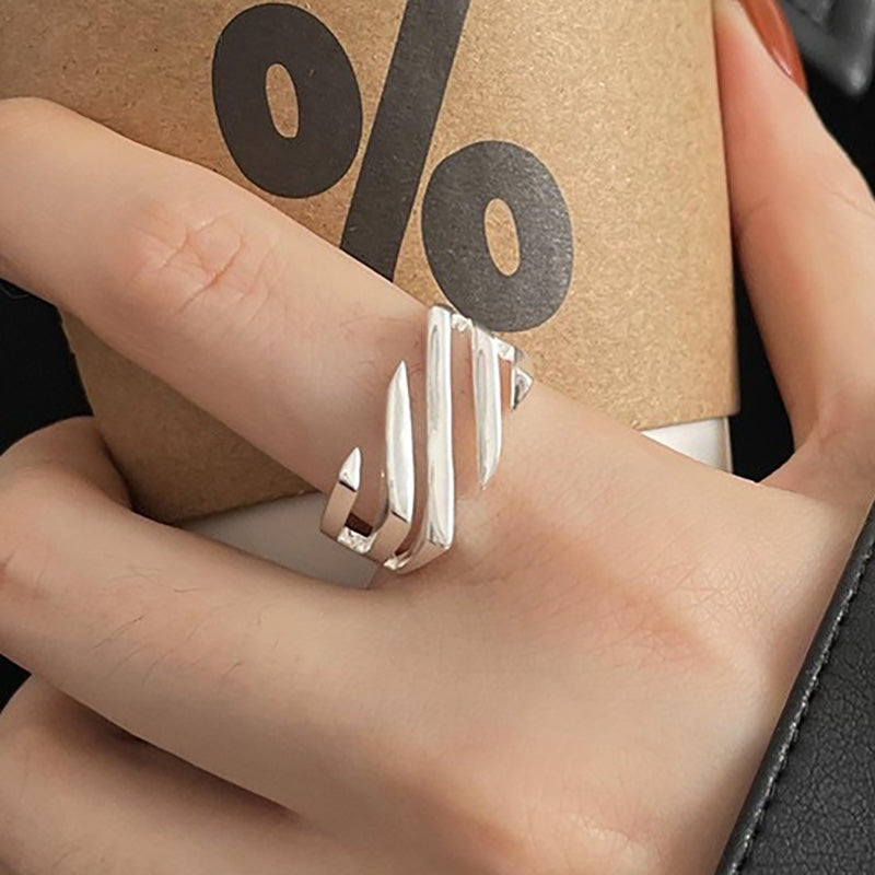 Black Zircons Party Rings for Women New Fashion Creative Design Geometric Handmade