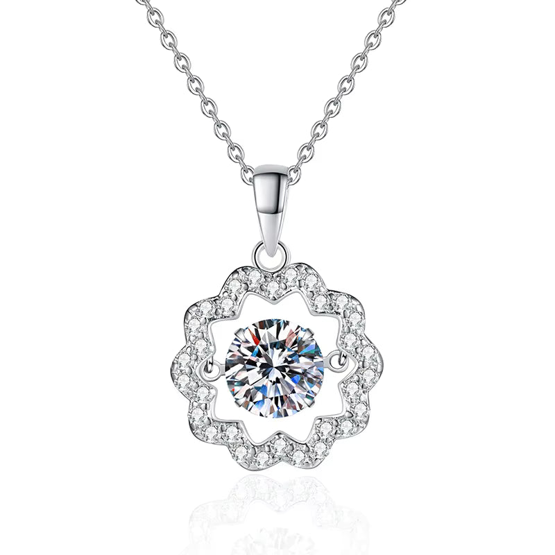 1ct 6.5mm VVS D Color Moissanite Diamond Necklace 925 Sterling Silver Luxury Jewelry Women's Wedding party dating gift