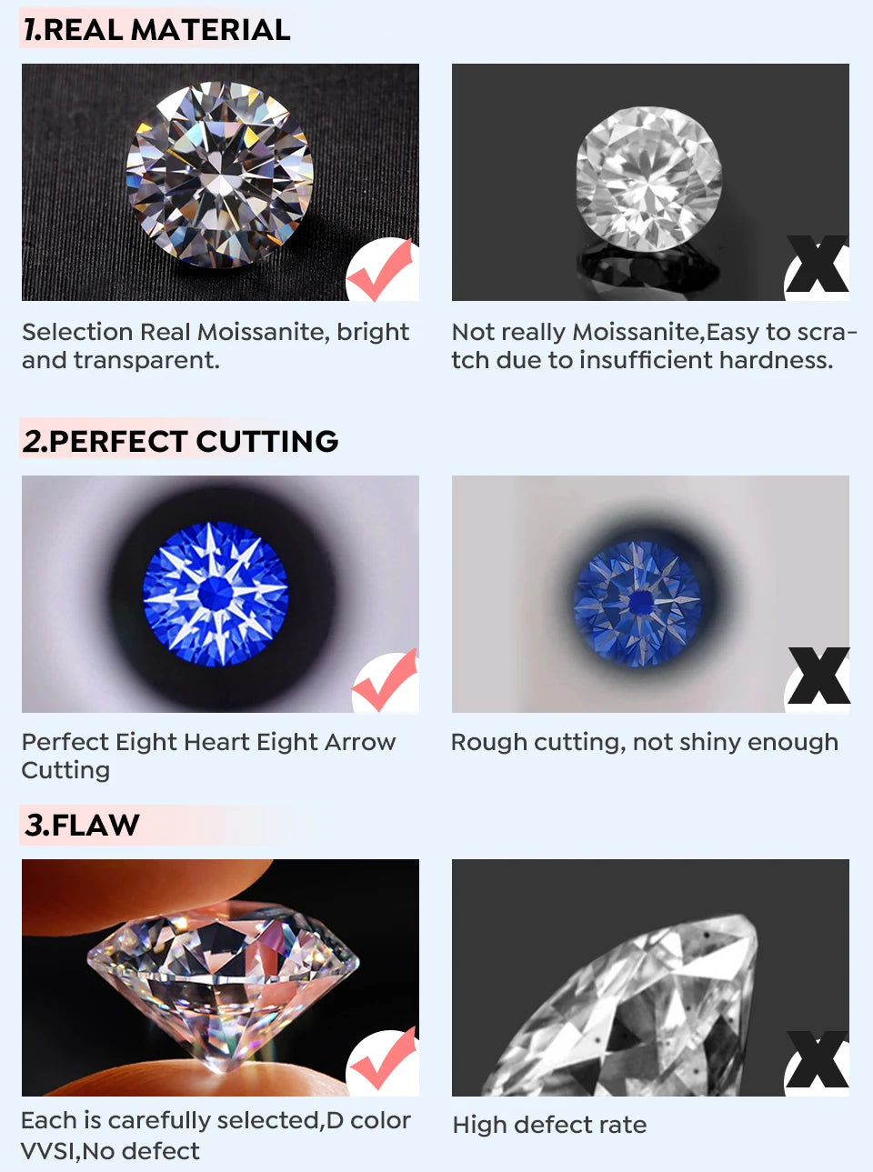 Certified Moissanite Stud Diamond Original 925 Sterling Silver 1 carat each