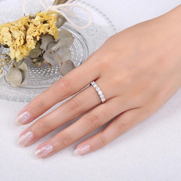 5A CZ Half Eternity Classic Design 925 Sterling Silver Wedding Engagement Band Ring for Woman Fashion Fine Jewelry