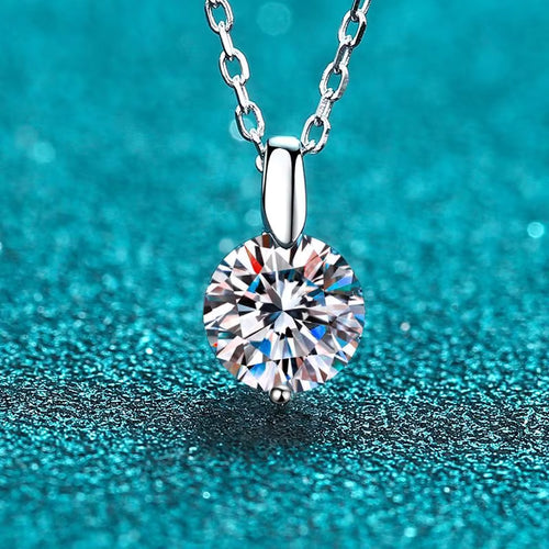 2CT D Color Real Moissanite Pendant Necklace S925 Solid Silver Chain