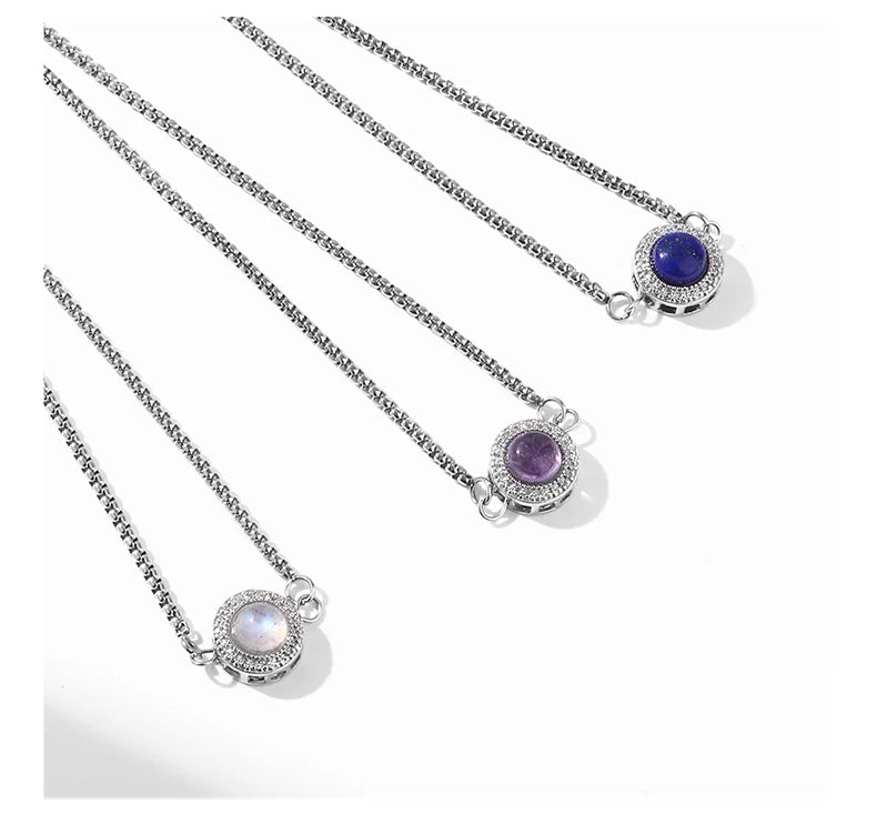 Natural Amethyst Inlaid Box Chain adjustable  Bracelets for Women Fashion Reiki Healing Stone Adjustable