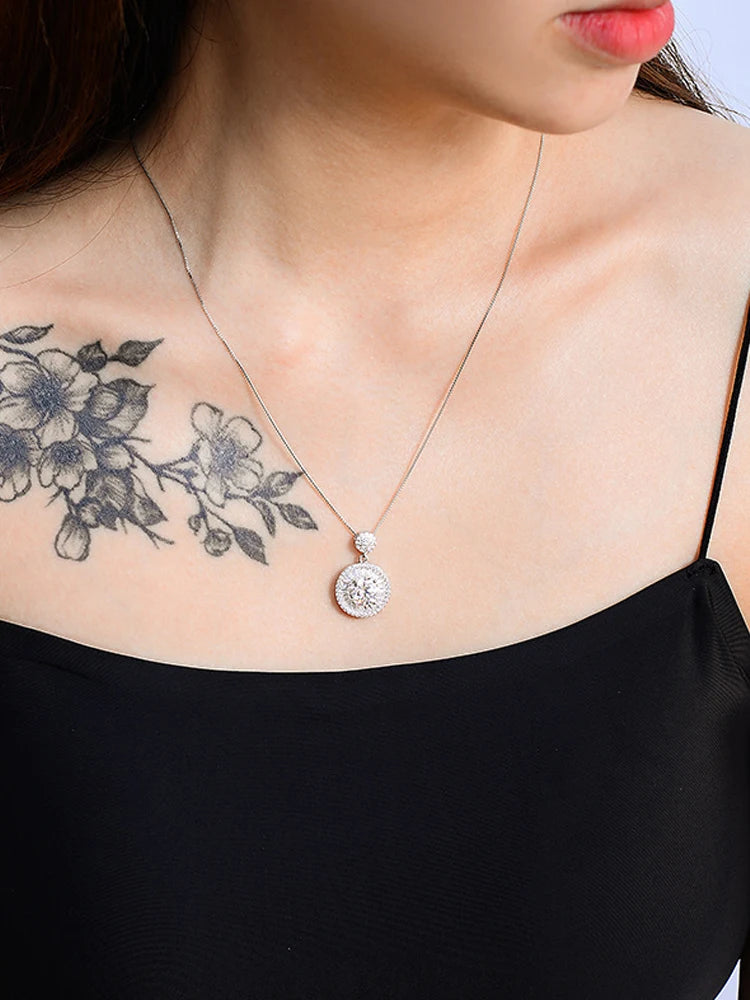 2 carat moissanite  necklace round pendant versatile high-end daily wear