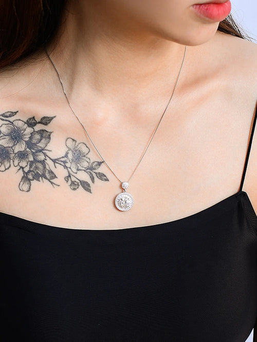 2 carat moissanite  necklace round pendant versatile high-end daily wear