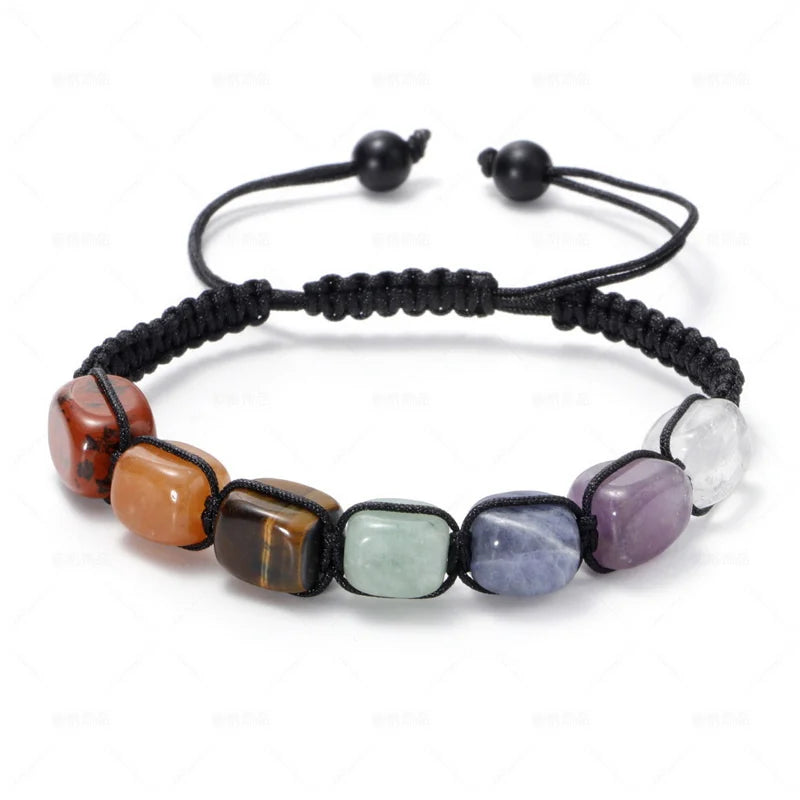7 Chakra Bracelets Jewelry Handmade Balancing Spiritual Adjustable Rope Reiki Healing Natural Mineral Beads Crystals Bracelet