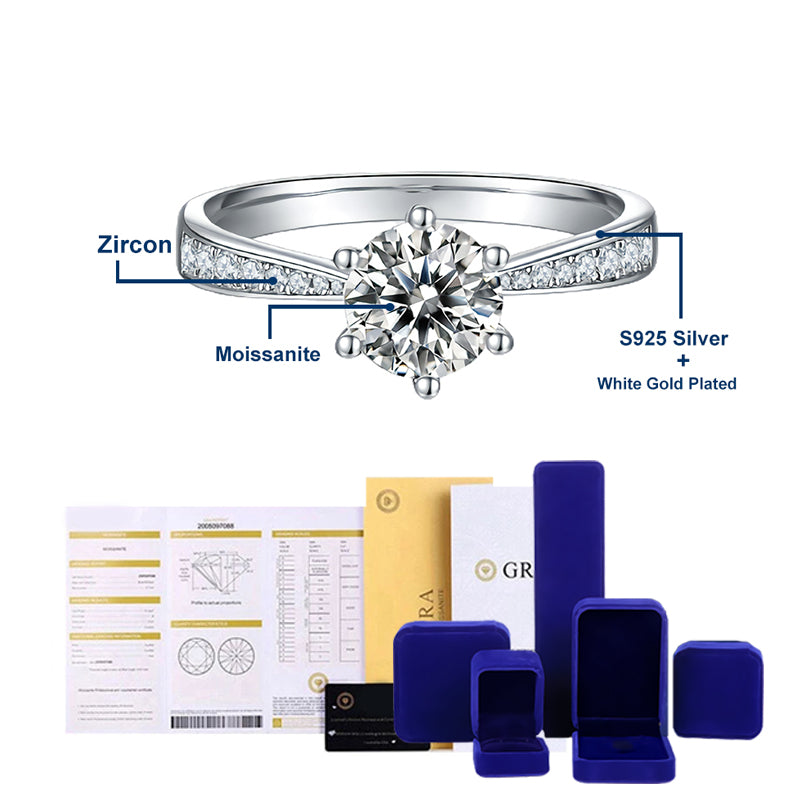 1 Carat Moissanite Wedding Ring for Women 925 Sterling Silver Round