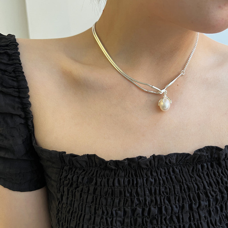 Double Layer Pearl Pendant Necklace For Women Girl Clavicle Choker Korean Fashion Jewelry Gift Party