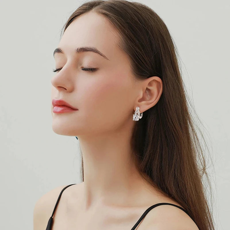 Moissanite Infinity Hoop Earrings for Women 18K Gold Plated Wedding Party Jewelry