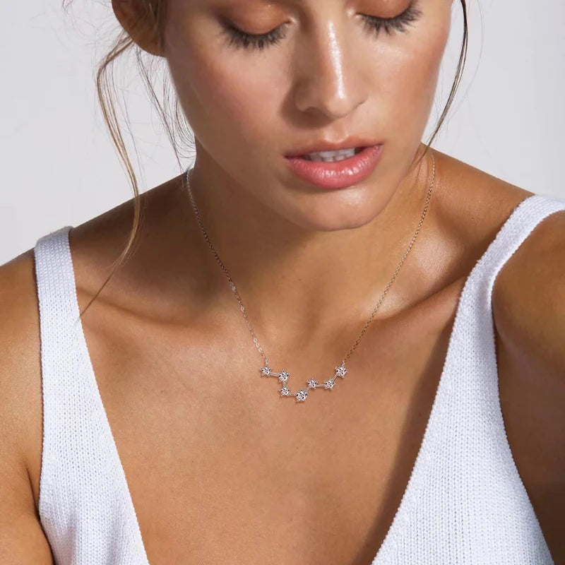 GRA Certified Moissanite Big Dipper Pendant Necklaces S925 Sterling Silver Women's Jewelry Chains for Wedding