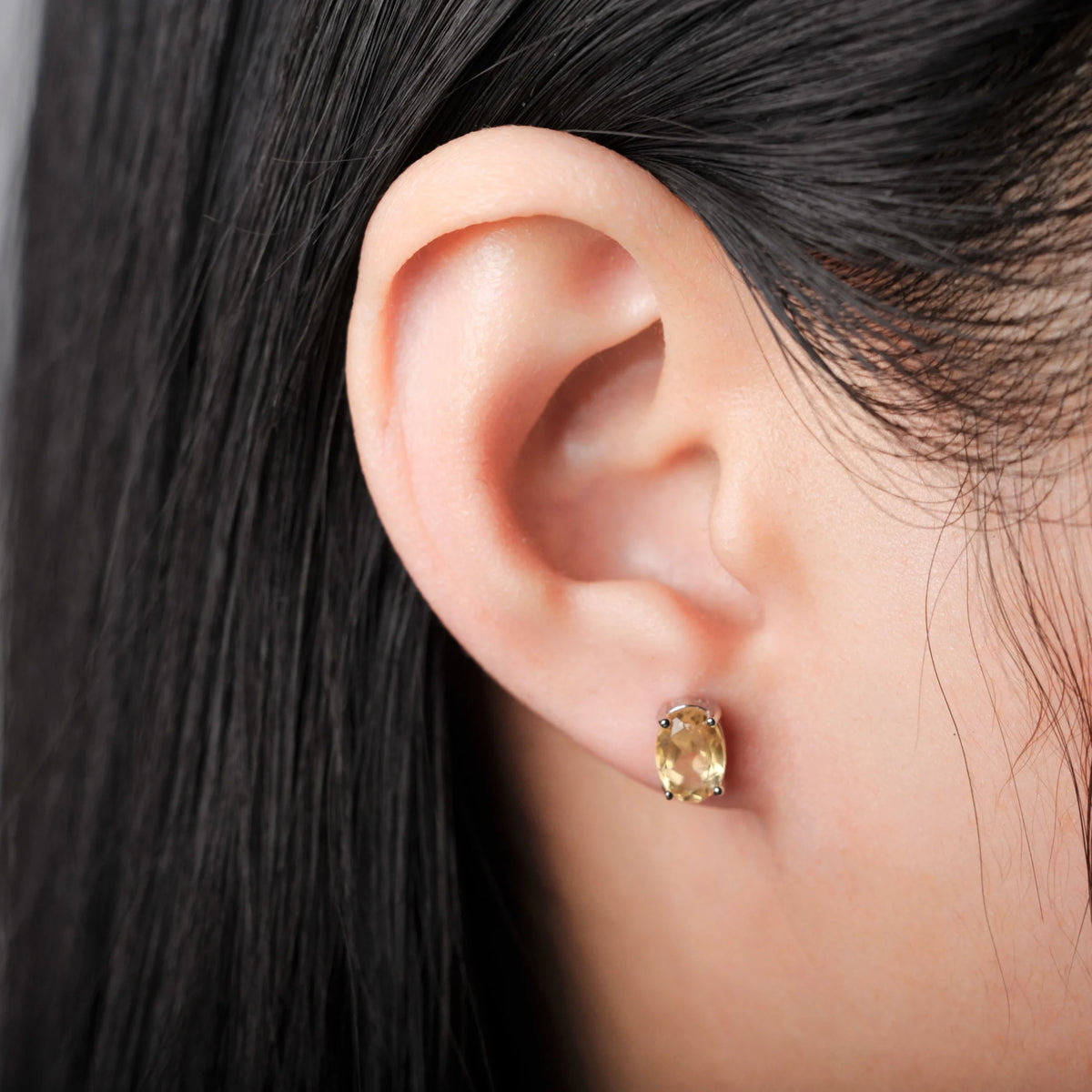 Citrine Earstuds 925 Sterling Silver – Genuine Gemstone