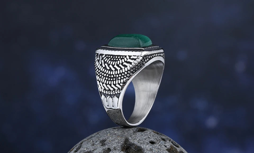 Rings For Men  Cat,s Eye Green Gemstone Ring