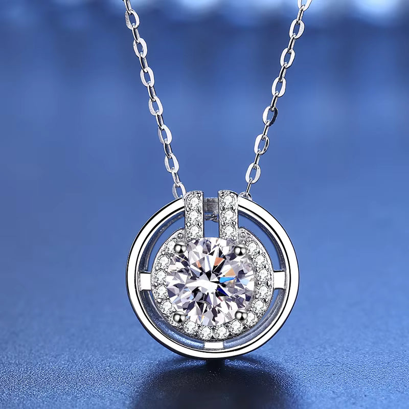 Moissanite Diamond Pendant Necklaces For Women 925 Sterling Silver Luxury Chain Trending Iced Bling Wedding Jewelry