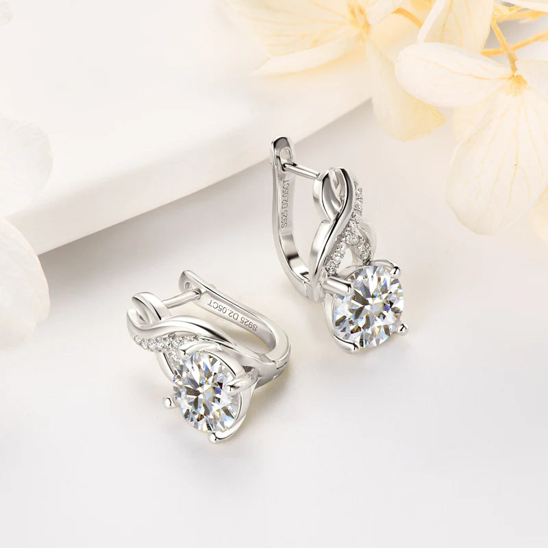 Moissanite Infinity Hoop Earrings for Women 18K Gold Plated Wedding Party Jewelry