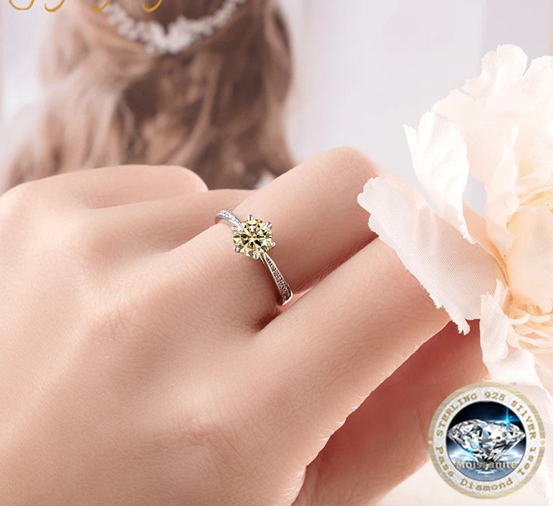 certified Moissanite 925 Sterling Silver Jewelry Set including ring, earrings, necklace, and pendant.