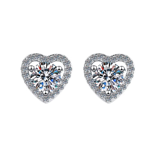 0.5 carat heart moissanite stub earrings for charm lady 925 Sterling Silver GRA Moissanite earring Engagement gift