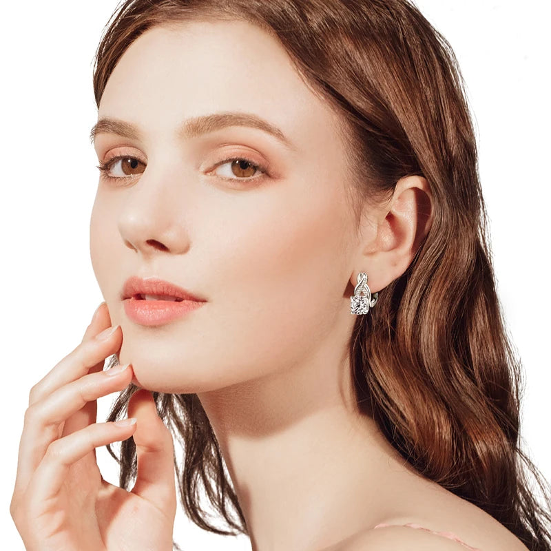 Moissanite Infinity Hoop Earrings for Women 18K Gold Plated Wedding Party Jewelry