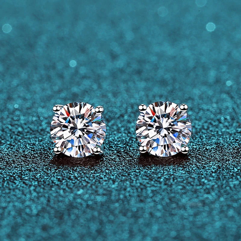Moissanite Earrings For Women  Ear Studs 100% 925 Sterling Silver