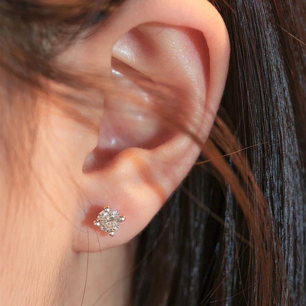 925 Sterling Silver 0.5CTx2PCS GRA Moissanite Diamond Stud Earrings for Women Men Main stone size:5MM*2PCS(0.5ct*2pcs)