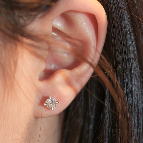 925 Sterling Silver 0.5CTx2PCS GRA Moissanite Diamond Stud Earrings for Women Men Main stone size:5MM*2PCS(0.5ct*2pcs)