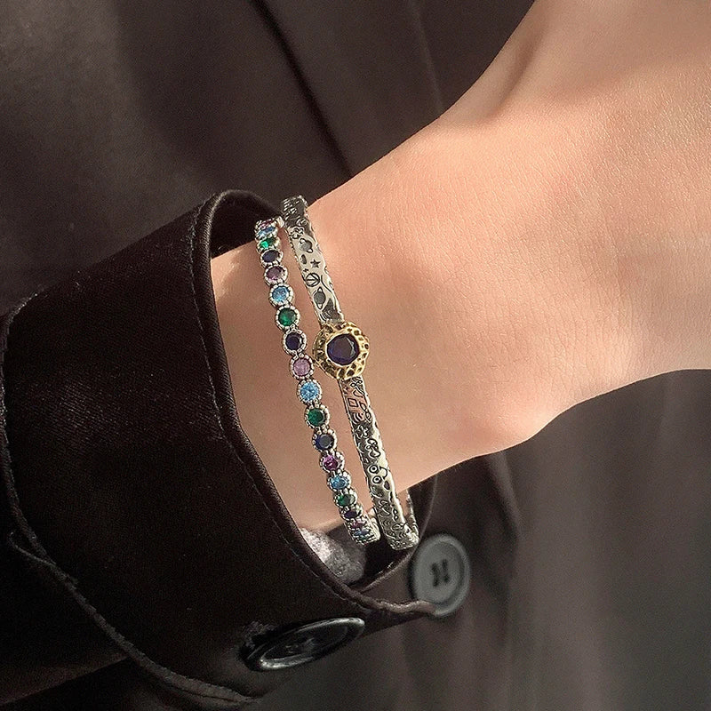 Graffiti Hiphop Bracelet for Women Couples INS Fashion Creative Sparkling Zircons Party Jewelry Gifts