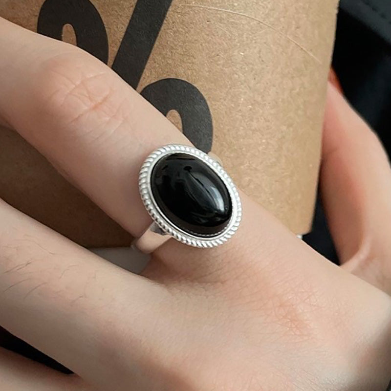 Black Zircons Party Rings for Women New Fashion Creative Design Geometric Handmade