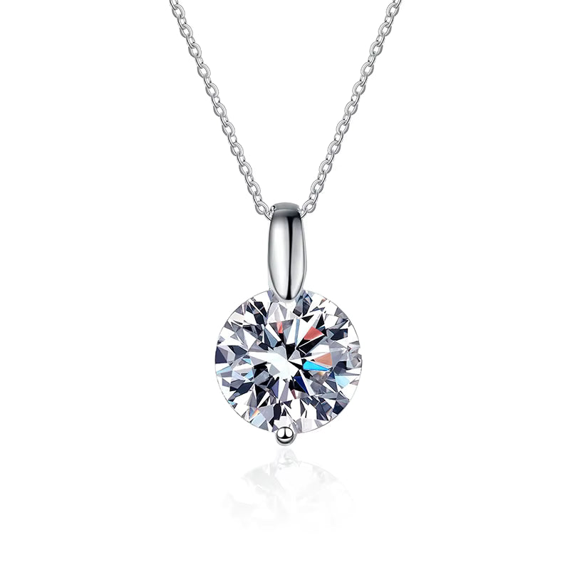 2CT D Color Real Moissanite Pendant Necklace S925 Solid Silver Chain