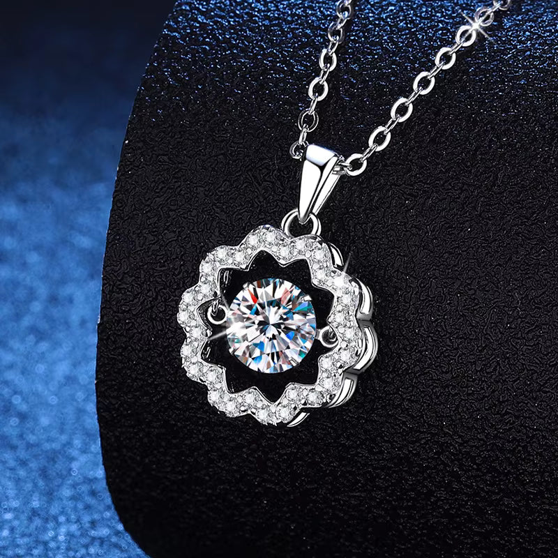 1ct 6.5mm VVS D Color Moissanite Diamond Necklace 925 Sterling Silver Luxury Jewelry Women's Wedding party dating gift