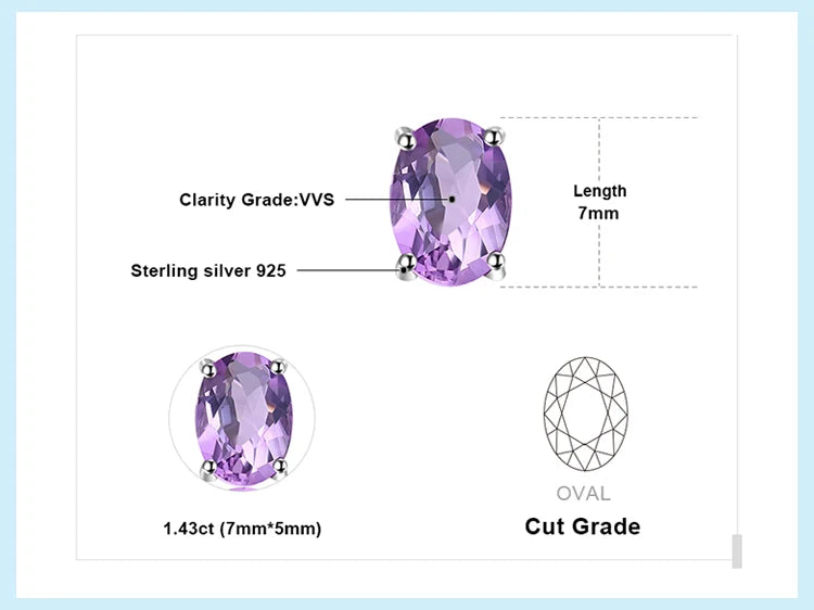 Amethyst 925 Sterling Silver Stud Earrings – Pure Chandi Italian Jewelry for Women