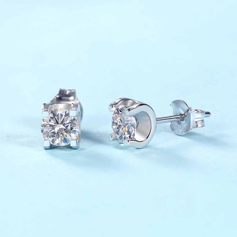 Moissanite Diamonds Stud Earrings for Women Men GifT Main stone size:5MM*2PCS(0.5ct*2pcs)