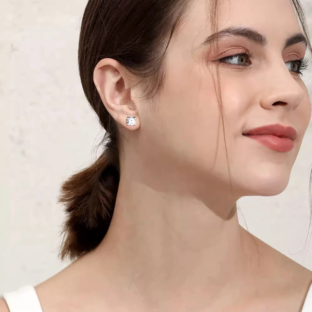 Moissanite Diamonds Stud Earrings for Women Men GifT Main stone size:5MM*2PCS(0.5ct*2pcs)
