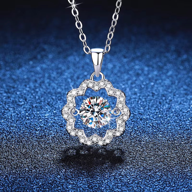 1ct 6.5mm VVS D Color Moissanite Diamond Necklace 925 Sterling Silver Luxury Jewelry Women's Wedding party dating gift