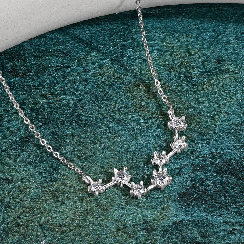 GRA Certified Moissanite Big Dipper Pendant Necklaces S925 Sterling Silver Women's Jewelry Chains for Wedding