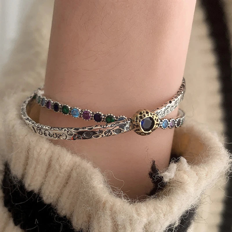 Graffiti Hiphop Bracelet for Women Couples INS Fashion Creative Sparkling Zircons Party Jewelry Gifts