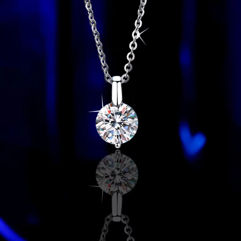 2CT D Color Real Moissanite Pendant Necklace S925 Solid Silver Chain