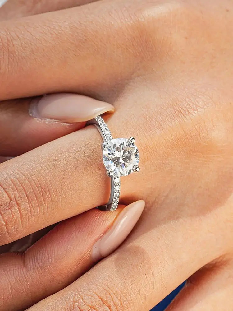 1-ct Real Moissanite  Ring Wedding Real 925 Sterling Silver Design Fine jewlery