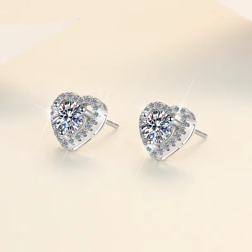 0.5 carat heart moissanite stub earrings for charm lady 925 Sterling Silver GRA Moissanite earring Engagement gift