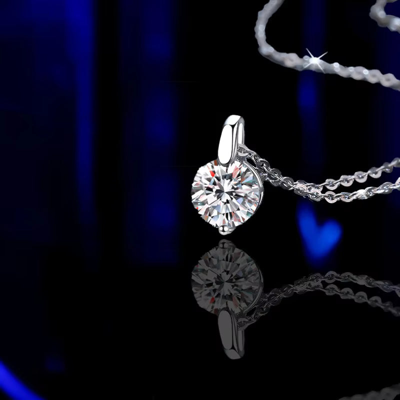 2CT D Color Real Moissanite Pendant Necklace S925 Solid Silver Chain