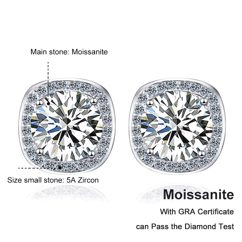 Moissanite Stud Earrings 1ct D VVS1 Lab Diamond with GRA Engagement Fine Jewelry Earring