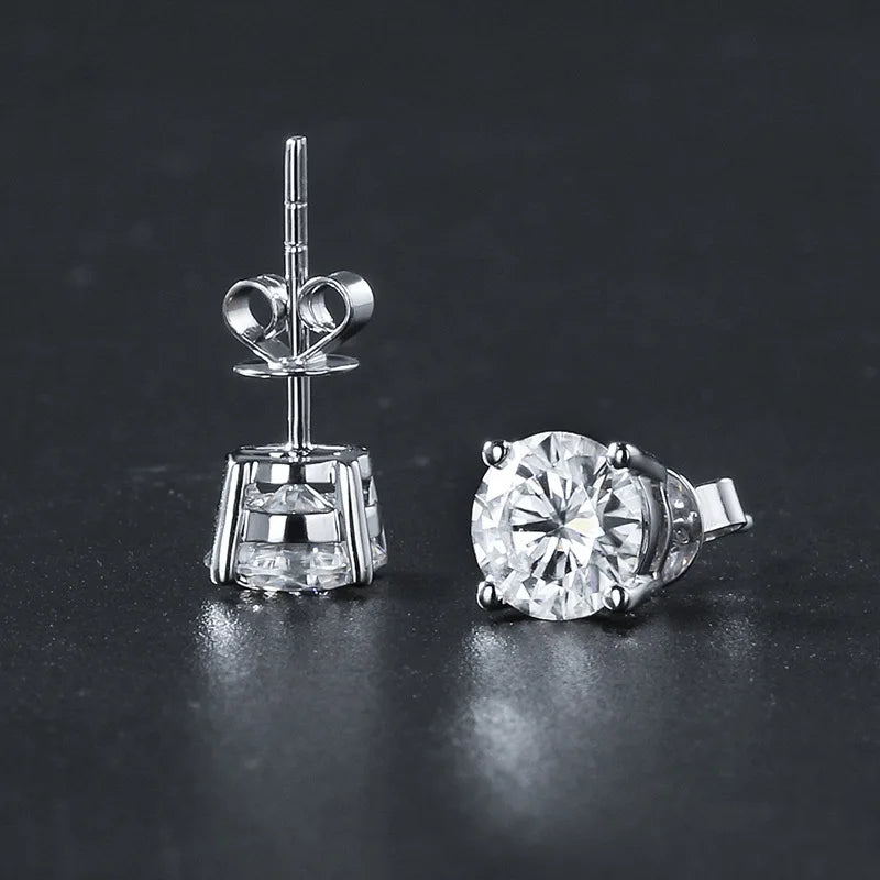 Moissanite Earrings For Women  Ear Studs 100% 925 Sterling Silver