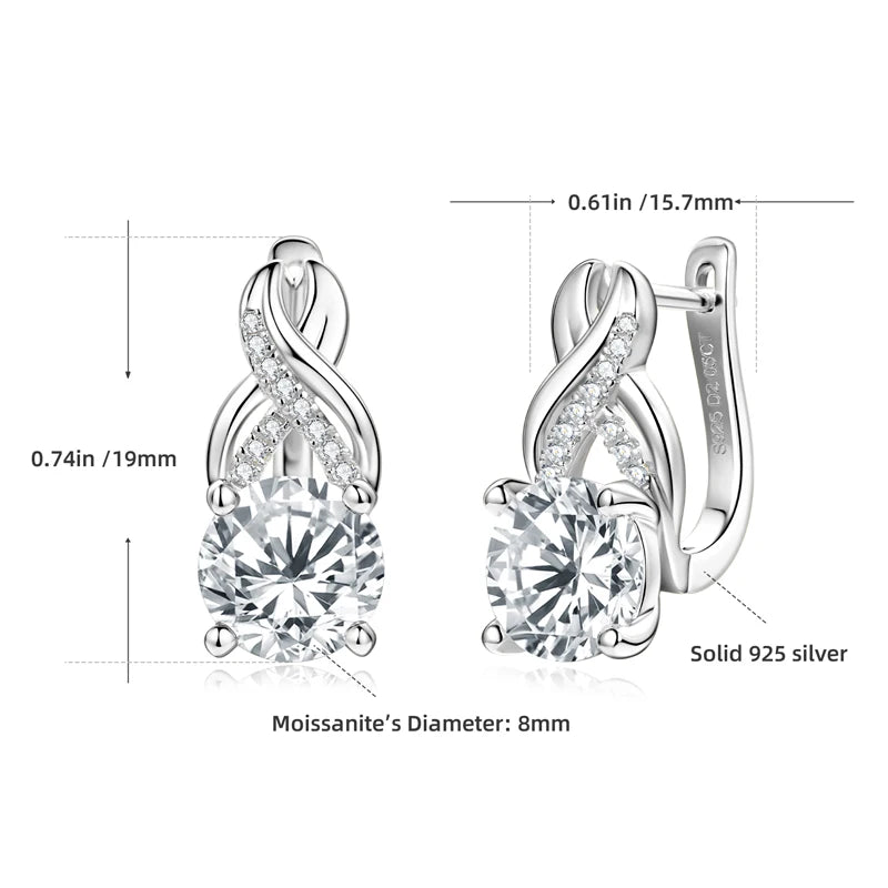 Moissanite Infinity Hoop Earrings for Women 18K Gold Plated Wedding Party Jewelry