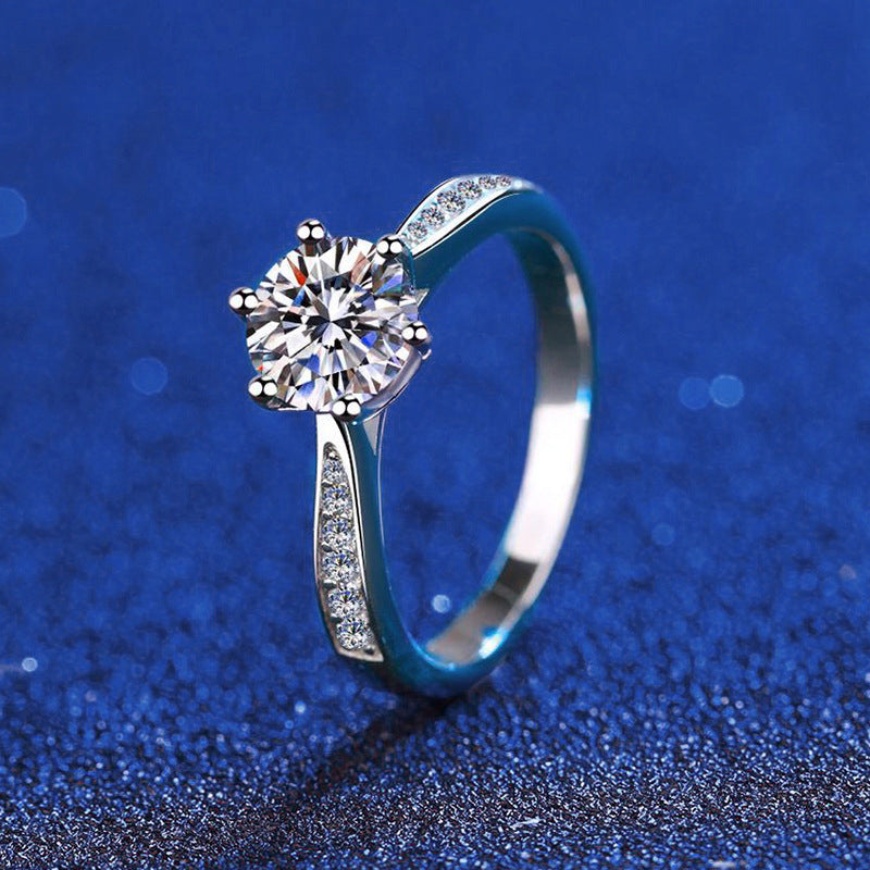 1 Carat Moissanite Wedding Ring for Women 925 Sterling Silver Round