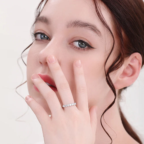 5A CZ Half Eternity Classic Design 925 Sterling Silver Wedding Engagement Band Ring for Woman Fashion Fine Jewelry
