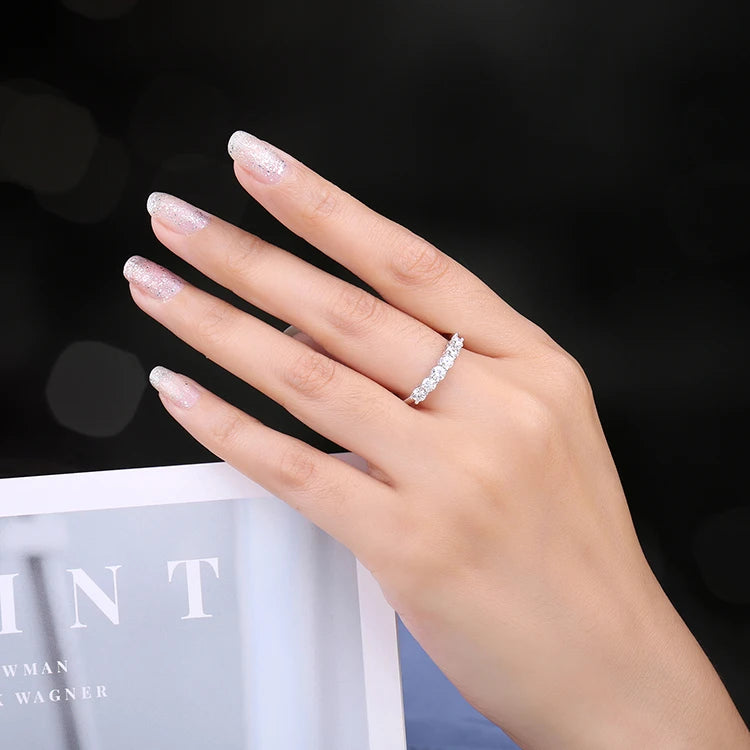 5A CZ Half Eternity Classic Design 925 Sterling Silver Wedding Engagement Band Ring for Woman Fashion Fine Jewelry