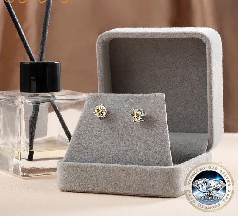 certified Moissanite 925 Sterling Silver Jewelry Set including ring, earrings, necklace, and pendant.