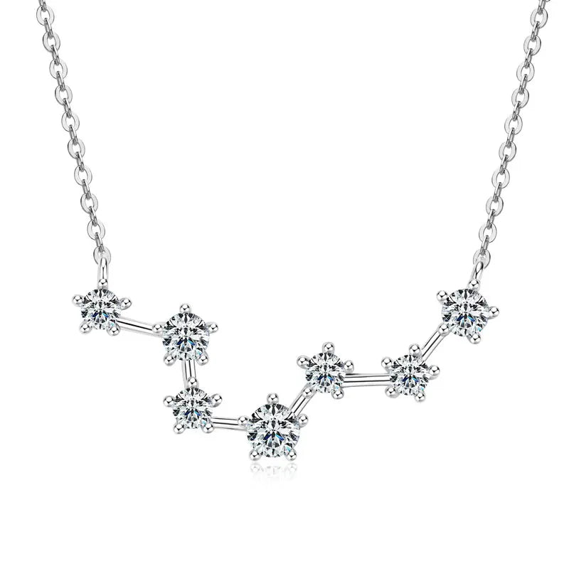 GRA Certified Moissanite Big Dipper Pendant Necklaces S925 Sterling Silver Women's Jewelry Chains for Wedding