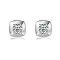 Round Moissanite Square Shape Stud Earrings for Women Men Genuine 925 Silver Minimalist Fine Jewelry Party Gift