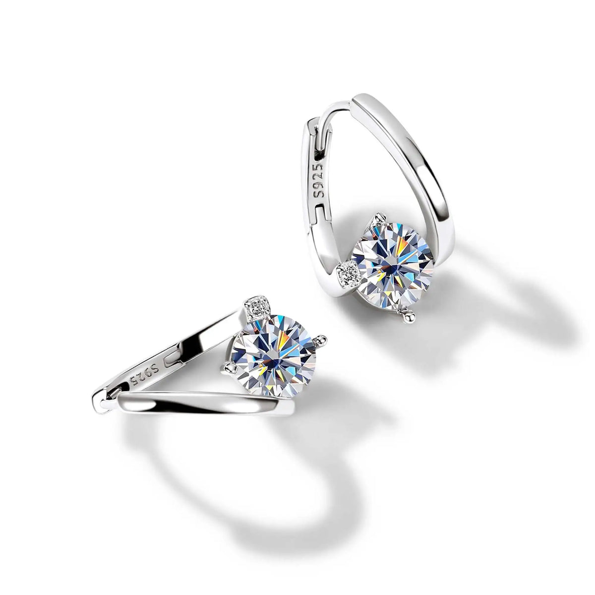 Earrings 1CT*2 D Color Moissanite Elegant Irregular Circle Ear Clips 925 Sterling Silver Women's Fine Jewelry Gifts For Party